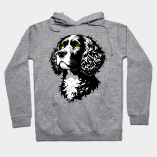 Stunning and Cool Irish Water Spaniel Monochrome and Gold Portrait for Father's Day Hoodie